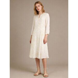 NWOT Johnny Was Floral Embroidered Midi Dress Boho Cream Size S